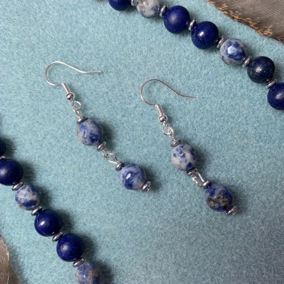 Lapis lazuli & Sodalite genuine gemstone jewelry - Picture 3 of 3